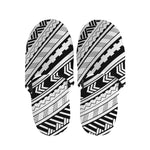 Black And White Maori Polynesian Print Slippers