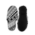 Black And White Maori Polynesian Print Slippers
