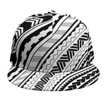 Black And White Maori Polynesian Print Snapback Cap