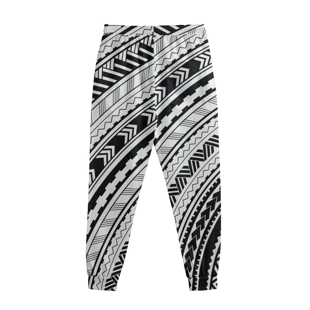 Black And White Maori Polynesian Print Sweatpants