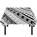 Black And White Maori Polynesian Print Tablecloth