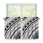 Black And White Maori Polynesian Print Tier Curtains