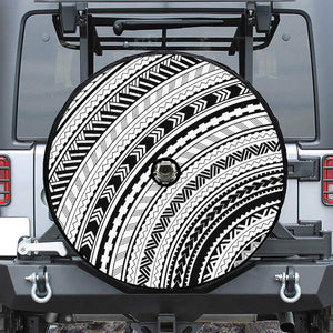 Black And White Maori Polynesian Print Tire Cover With Camera Hole