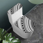 Black And White Maori Polynesian Print Toilet Lid And Tank Cover Set