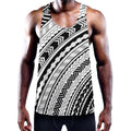 Black And White Maori Polynesian Print Men's Workout Tank Top