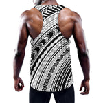 Black And White Maori Polynesian Print Training Tank Top