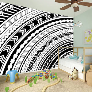 Black And White Maori Polynesian Print Wall Sticker