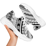 Black And White Maori Polynesian Print White Chunky Shoes