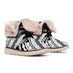 Black And White Maori Polynesian Print Winter Boots
