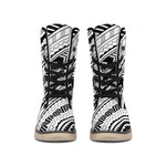 Black And White Maori Polynesian Print Winter Boots