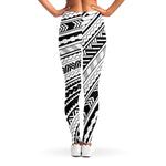 Black And White Maori Polynesian Print Women's Leggings