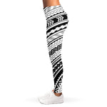 Black And White Maori Polynesian Print Women's Leggings