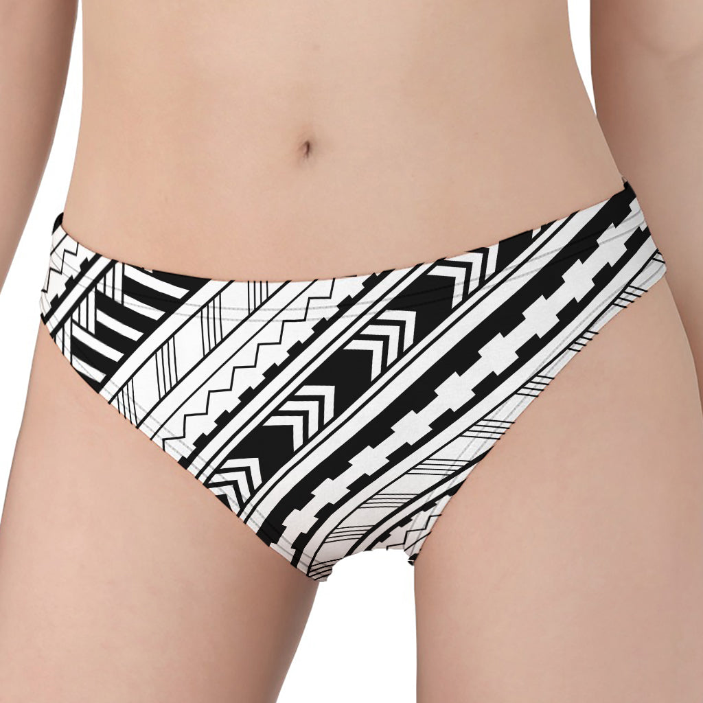 Black And White Maori Polynesian Print Women's Panties