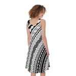 Black And White Maori Polynesian Print Women's Sleeveless Dress