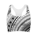 Black And White Maori Polynesian Print Women's Sports Bra