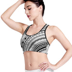 Black And White Maori Polynesian Print Women's Sports Bra