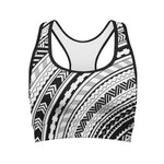 Black And White Maori Polynesian Print Women's Sports Bra