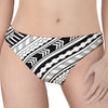 Black And White Maori Polynesian Print Women's Thong