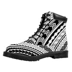 Black And White Maori Polynesian Print Work Boots