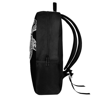 Black And White Maori Sea Turtle Print 17 Inch Backpack
