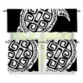 Black And White Maori Sea Turtle Print 3 Piece Kitchen Curtains