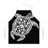 Black And White Maori Sea Turtle Print Adjustable Apron