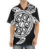 Black And White Maori Sea Turtle Print Aloha Shirt