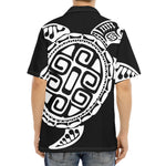 Black And White Maori Sea Turtle Print Aloha Shirt