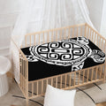 Black And White Maori Sea Turtle Print Baby Crib Sheet