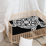 Black And White Maori Sea Turtle Print Baby Crib Sheet