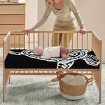 Black And White Maori Sea Turtle Print Baby Crib Sheet
