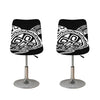 Black And White Maori Sea Turtle Print Bar Stool Covers