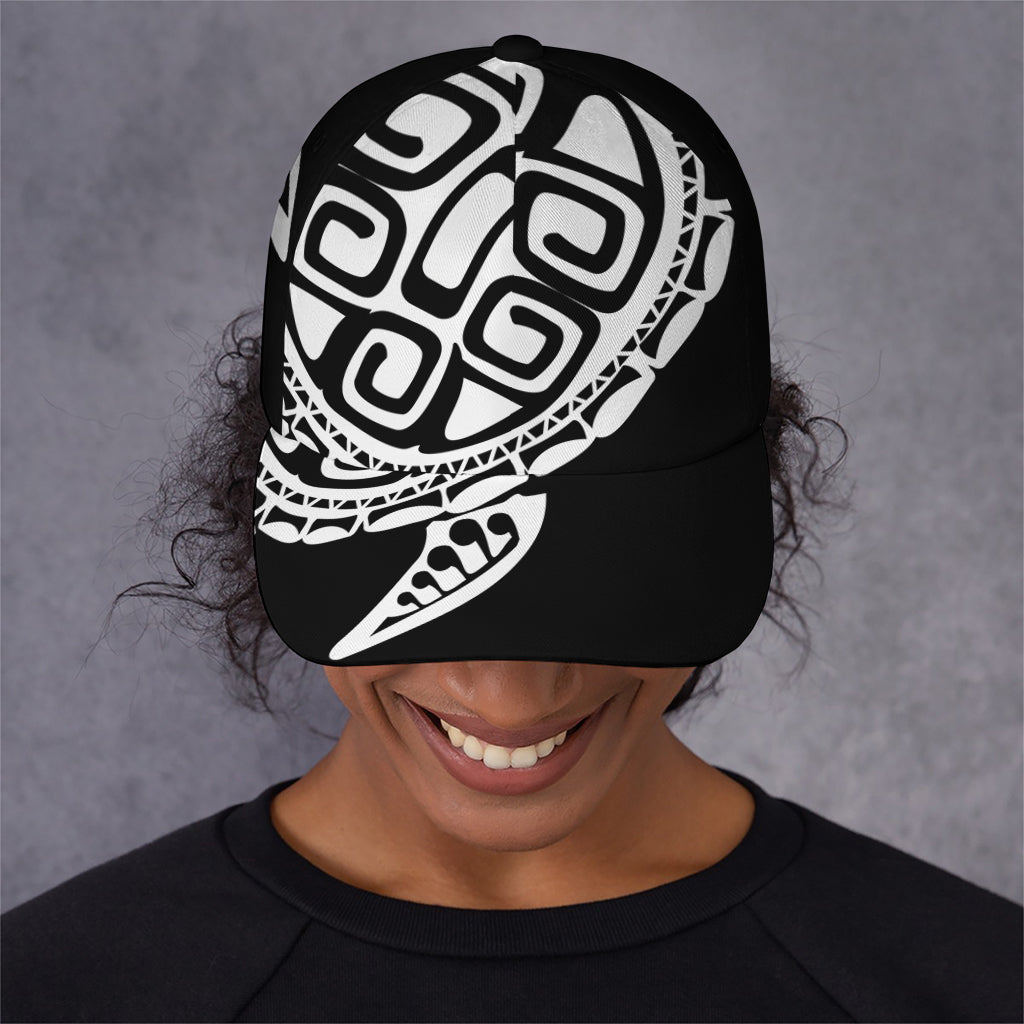 Black And White Maori Sea Turtle Print Baseball Cap