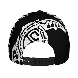 Black And White Maori Sea Turtle Print Baseball Cap