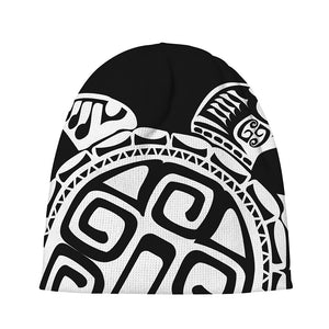 Black And White Maori Sea Turtle Print Beanie