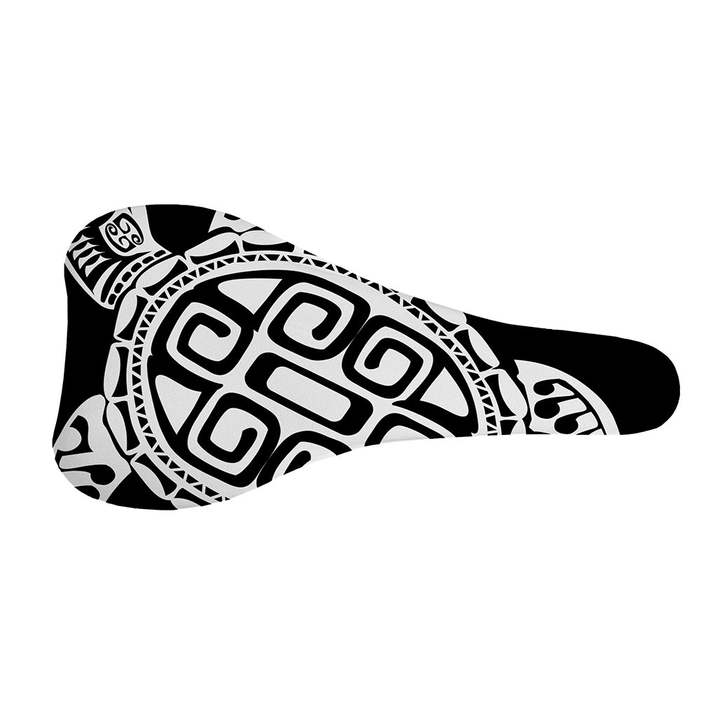 Black And White Maori Sea Turtle Print Bicycle Seat Cover