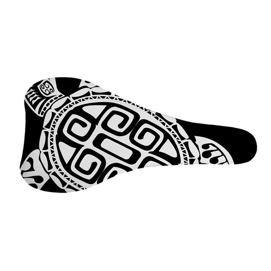 Black And White Maori Sea Turtle Print Bicycle Seat Cover