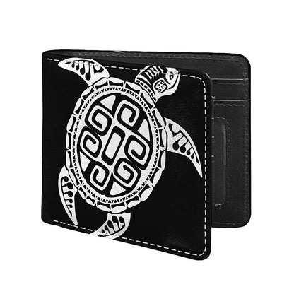 Black And White Maori Sea Turtle Print Bifold Wallet