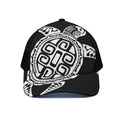 Black And White Maori Sea Turtle Print Black Mesh Trucker Hat