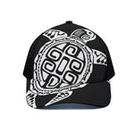 Black And White Maori Sea Turtle Print Black Mesh Trucker Cap