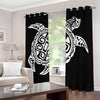 Black And White Maori Sea Turtle Print Blackout Grommet Curtains