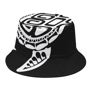 Black And White Maori Sea Turtle Print Bucket Hat