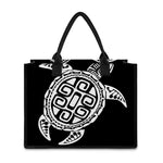 Black And White Maori Sea Turtle Print Canvas Tote Bag