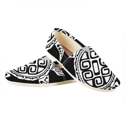 Black And White Maori Sea Turtle Print Casual Shoes