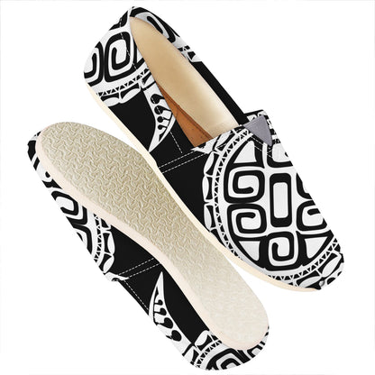 Black And White Maori Sea Turtle Print Casual Shoes