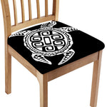 Black And White Maori Sea Turtle Print Chair Cushion Cover