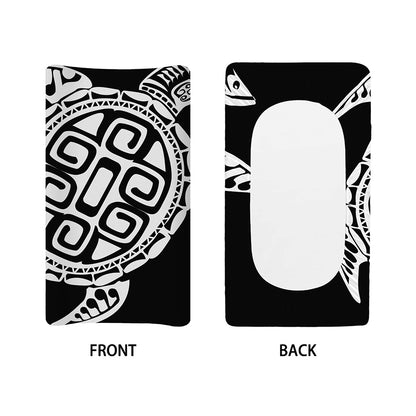 Black And White Maori Sea Turtle Print Changing Pad Cover