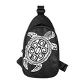Black And White Maori Sea Turtle Print Sling Bag