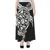 Black And White Maori Sea Turtle Print Chiffon Maxi Skirt