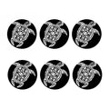 Black And White Maori Sea Turtle Print Coaster Set